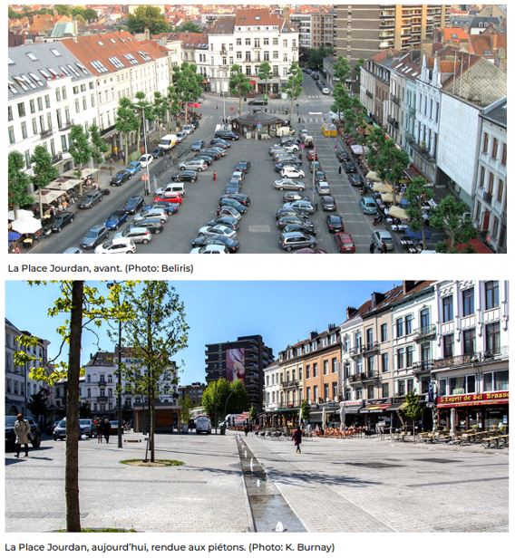 Transformation de places, dans un premier temps dédiées au parking, en espaces conviviaux 