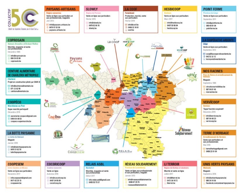 Carte des coopératives du collectif 5C