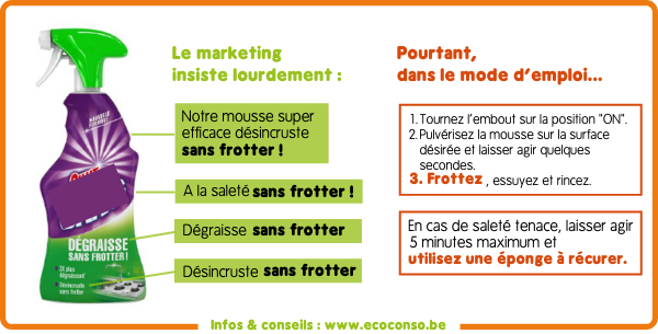 "Sans frotter" ou quand les produits d'entretien exagèrent leur facilité d'usage...