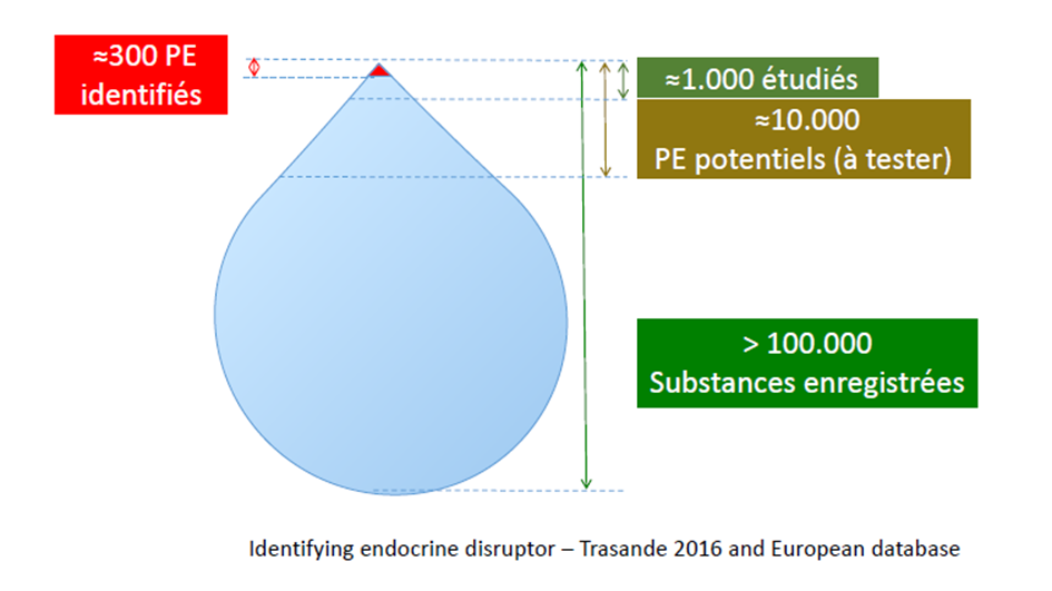 Les perturbateurs endocrininens testés, une goutte d'eau parmi les substances chimiques utilisées