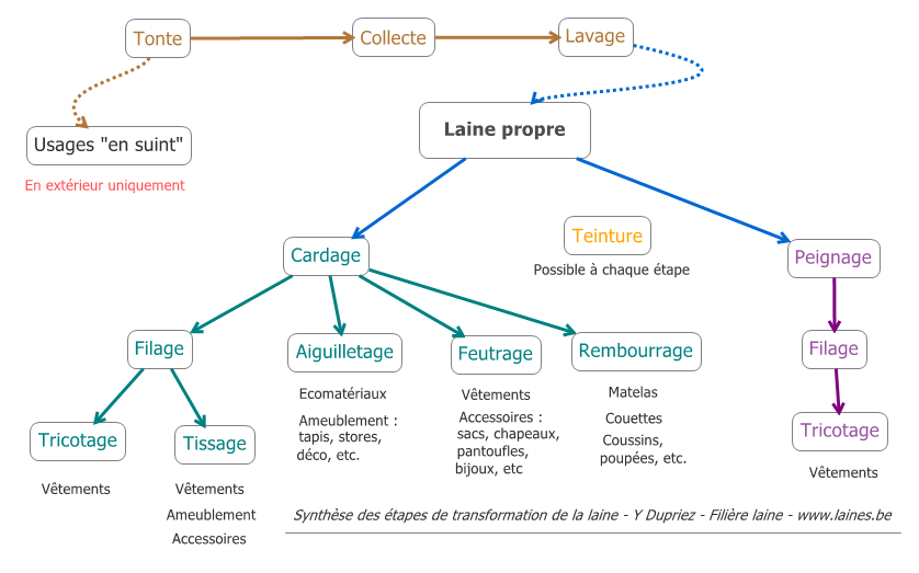 Les étapes de la transformation de la laine