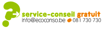 Service-conseil gratuit d'écoconso : 081 730 730 ou info@ecoconso.be